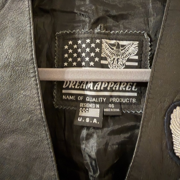 USA Bikers Dream Apparel Black Leather Harley Davidson Patch Biker Vest Size 46 - Picture 3 of 10